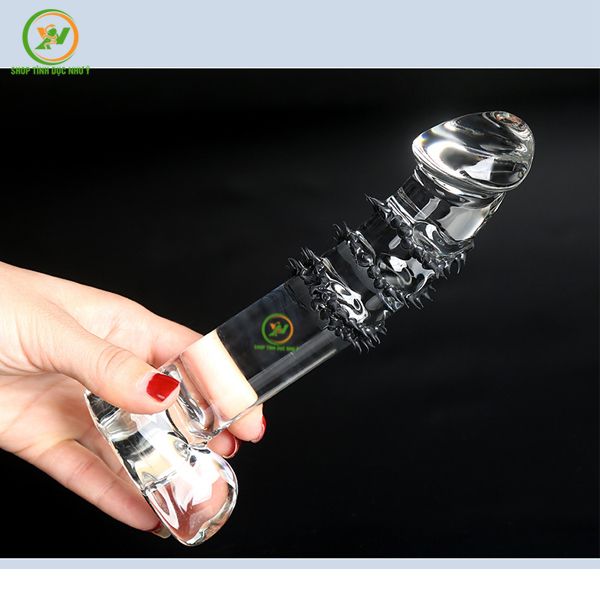 Dương Vật Giả Crystal Thủy Tinh Trong Suốt Gai Mềm Size Lớn