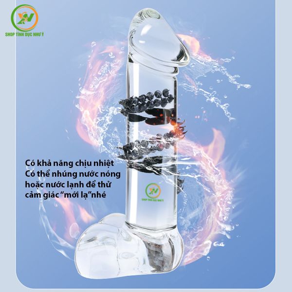 Dương Vật Giả Crystal Thủy Tinh Trong Suốt Gai Mềm Size trung