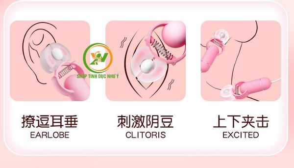 Kẹp đầu ti Roselex kèm rung cực mạnh sạc USB đồ chơi BDSM