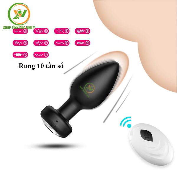 Phích cắm hậu môn Silicon rung 10 tần số điều khiển remote