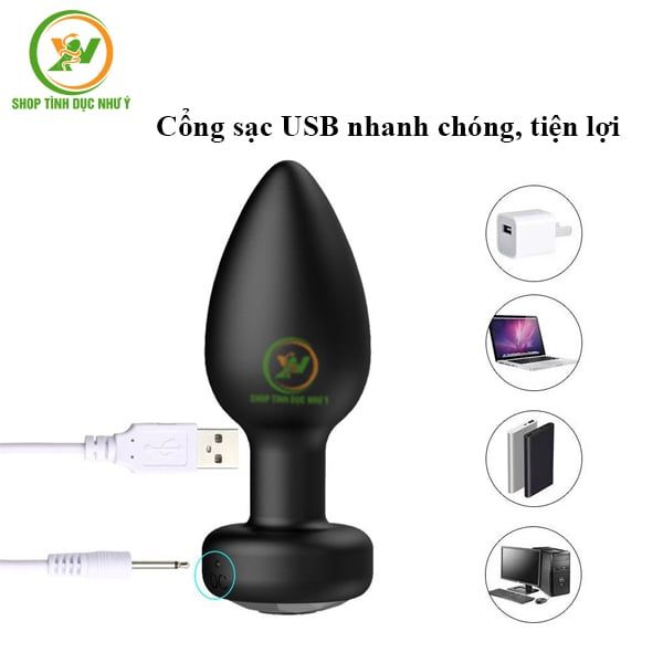 Phích cắm hậu môn Silicon rung 10 tần số điều khiển remote
