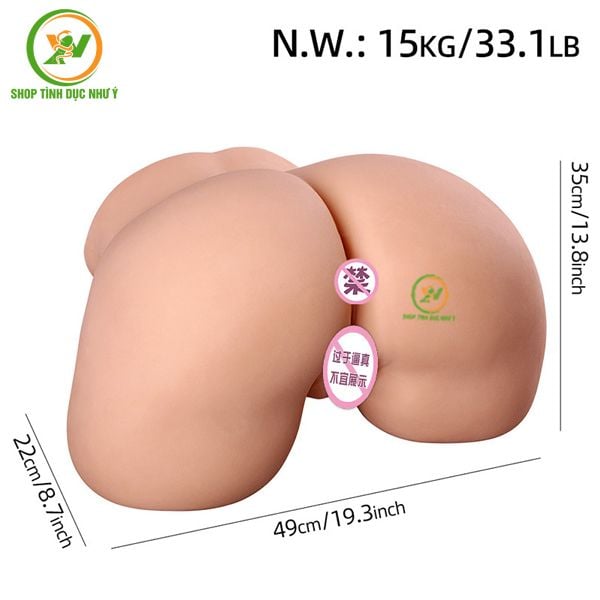 Sextoy mông giả nguyên khối silicon âm đạo siêu thực 15kg