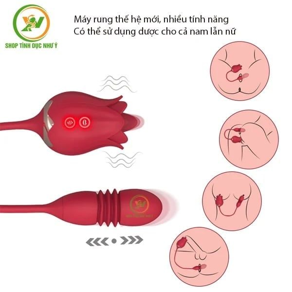 Trứng rung hoa hồng kết hợp lưỡi liếm và chức năng thụt 7 chế độ