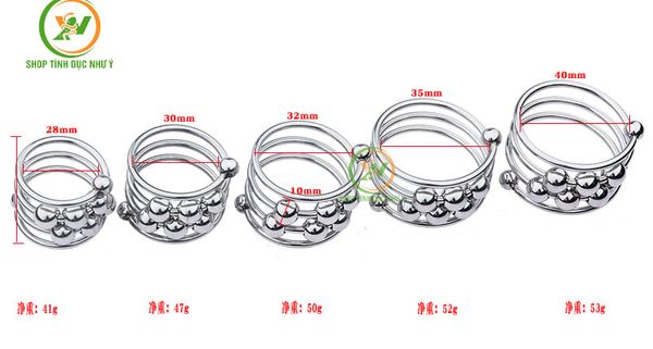 Vòng đeo dương vật inox kèm bi tăng khoái cảm nhiều kích cỡ