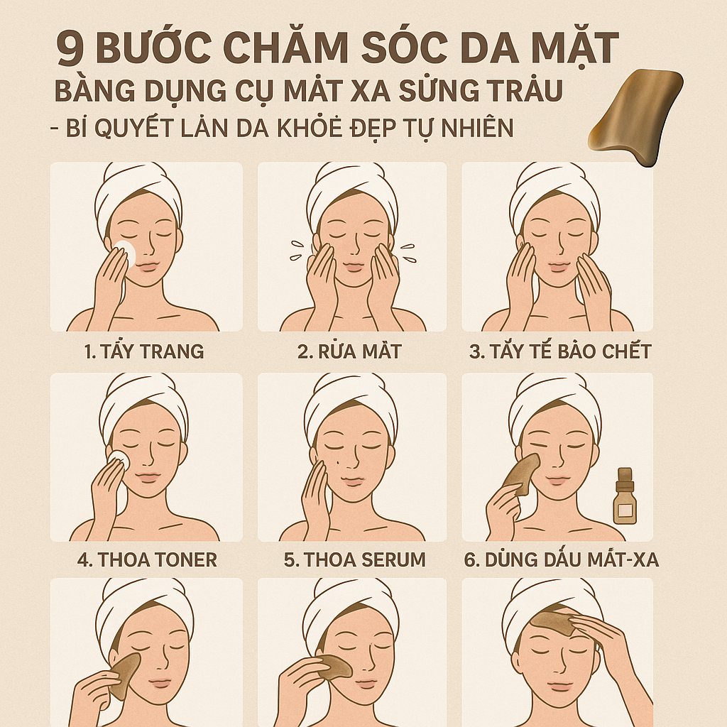 9 Bước Chăm Sóc Da Mặt Bằng Dụng Cụ Mát Xa Sừng Trâu - Bí Quyết Làn Da Khỏe Đẹp Tự Nhiên