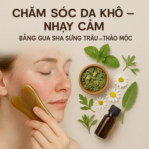 Chăm Sóc Da Khô Nhạy Cảm Bằng Gua Sha Sừng Trâu Và Thảo Mộc