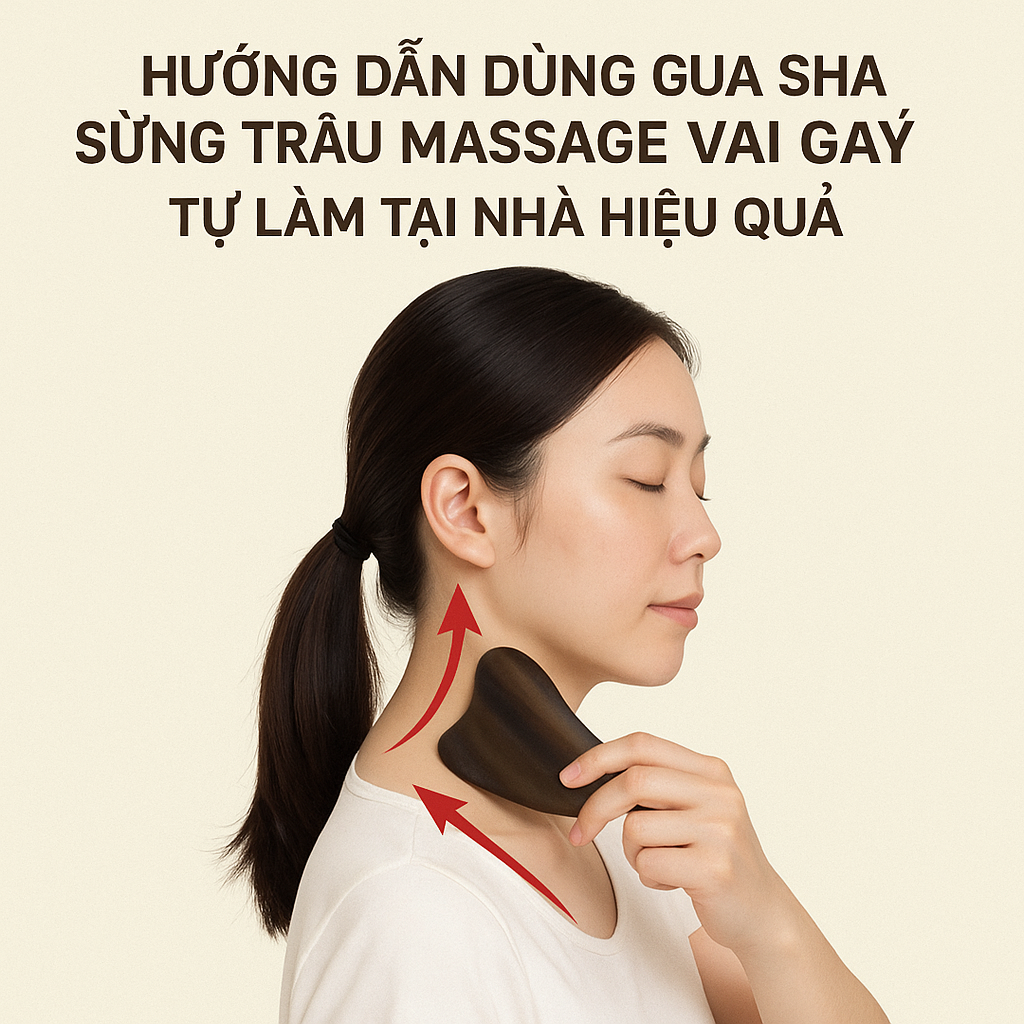 Hướng Dẫn Dùng Gua Sha Sừng Trâu Massage Vai Gáy – Tự Làm Tại Nhà Hiệu Quả