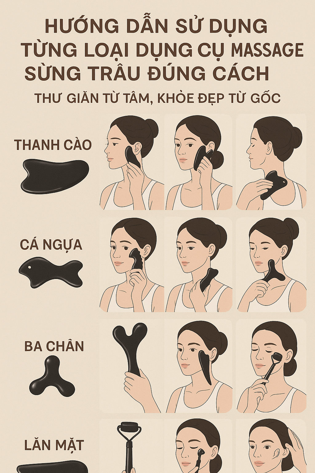 Hướng Dẫn Sử Dụng Từng Loại Dụng Cụ Massage Sừng Trâu Đúng Cách – Thư Giãn Từ Tâm, Khỏe Đẹp Từ Gốc