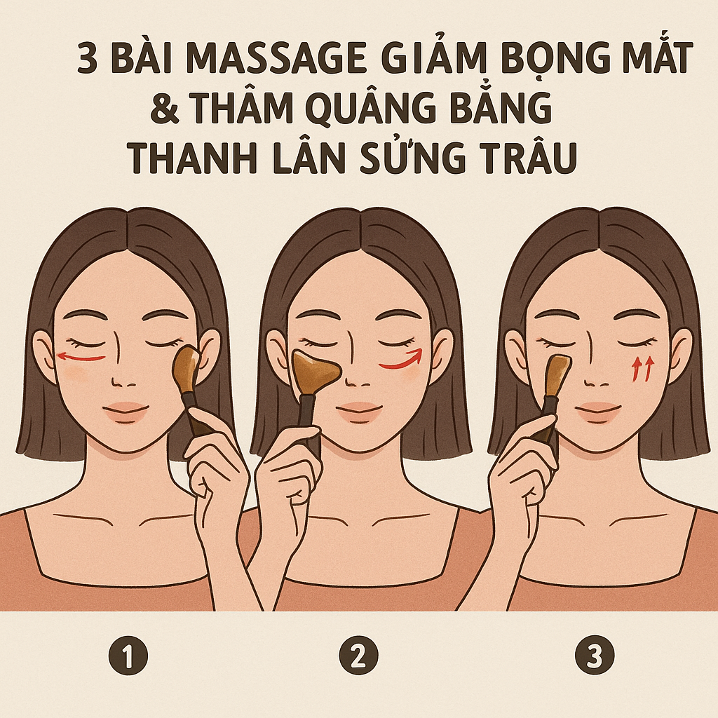 3 Bài Massage Giảm Bọng Mắt & Thâm Quầng Bằng Thanh Lăn Sừng Trâu – Bí Quyết Đôi Mắt Tươi Sáng Mỗi Ngày