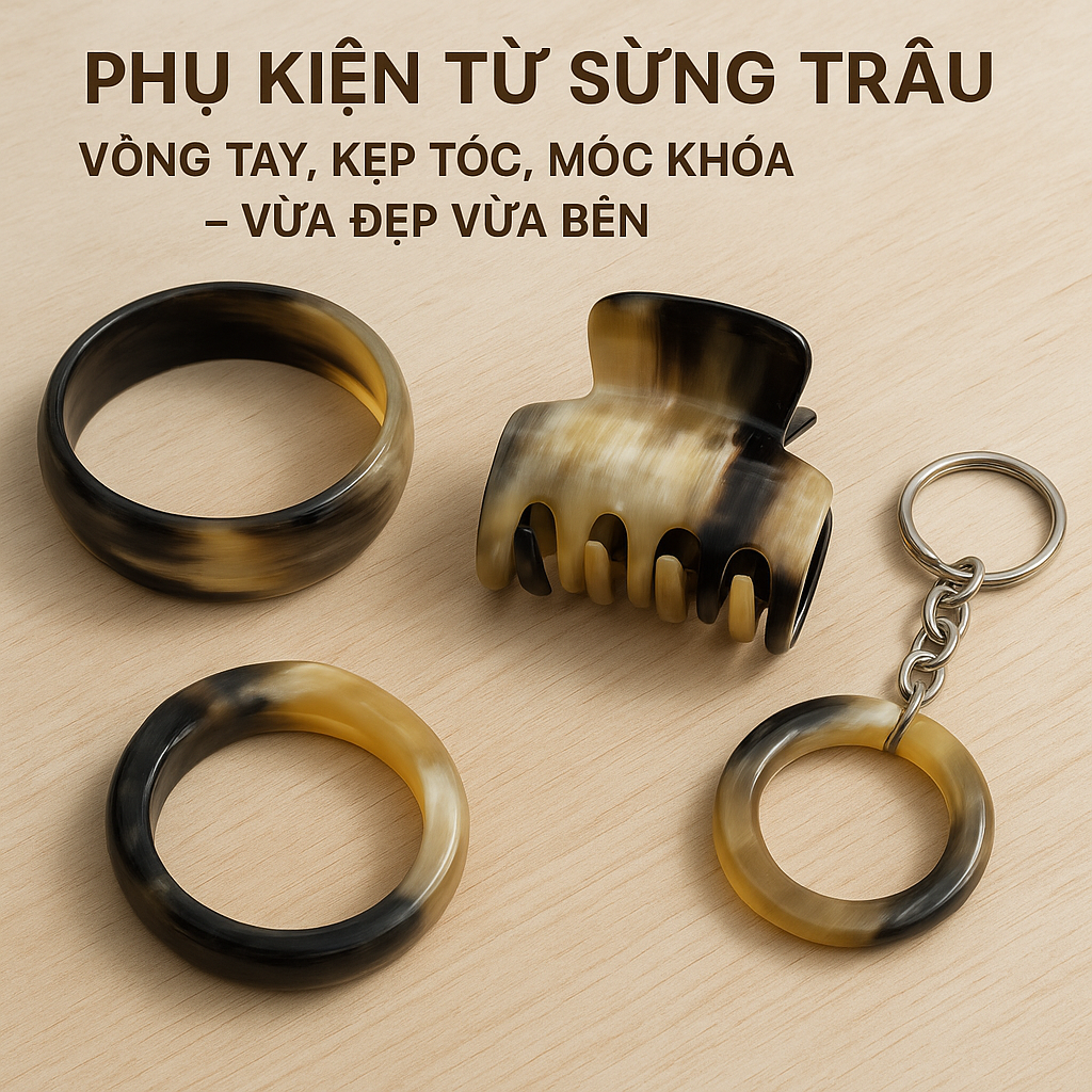 Phụ Kiện Từ Sừng Trâu: Vòng Tay, Kẹp Tóc, Móc Khóa – Vừa Đẹp Vừa Bền