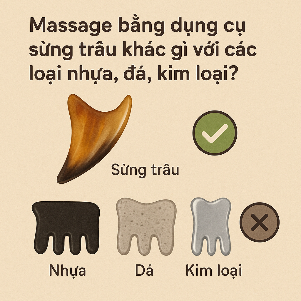 Massage Bằng Dụng Cụ Sừng Trâu Khác Gì Với Các Loại Nhựa, Đá, Kim Loại?