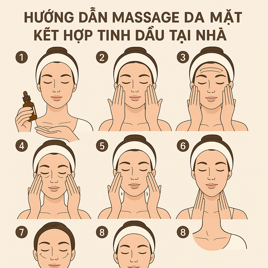 Hướng dẫn massage da mặt kết hợp tinh dầu tại nhà