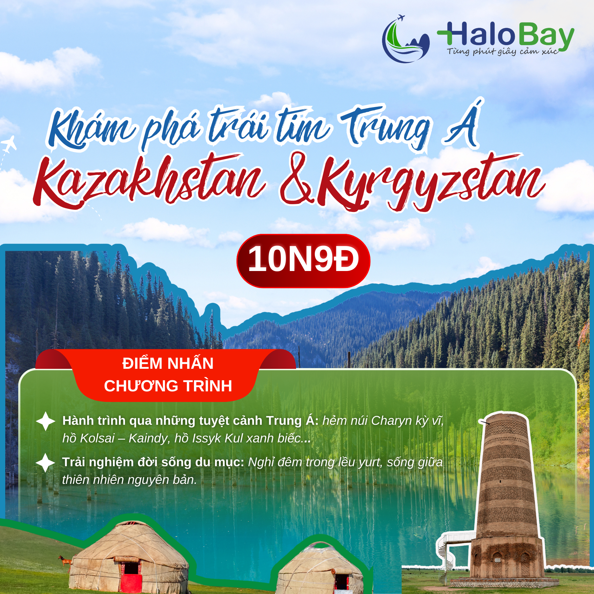 Trọn Gói Kazakhstan & Kyrgyzstan 10N9Đ | Khám Phá Trái Tim Trung Á Cùng HaloBay Travel