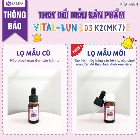 THÔNG BÁO: THAY ĐỔI MẪU BAO BÌ SẢN PHẨM VITAL-BUN D3K2MK7