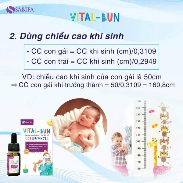 Tính chiều cao của con bằng chiều cao khi sinh