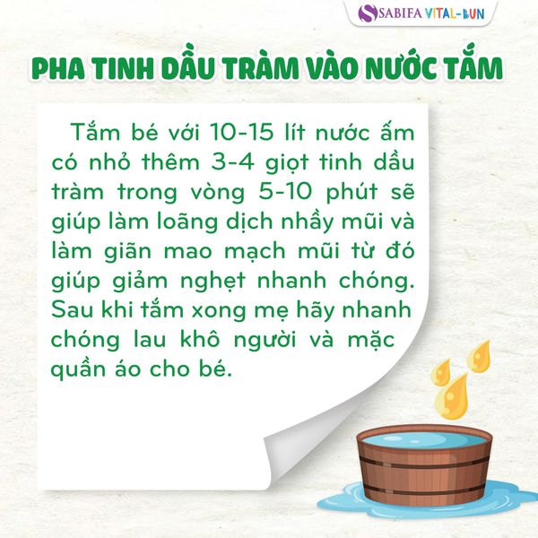 Giảm sổ mũi cho bé bằng cách pha tinh dầu tràm vào nước tắm