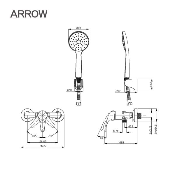 Vòi sen dây nóng lạnh Arrow AHEN-GQ1102CP