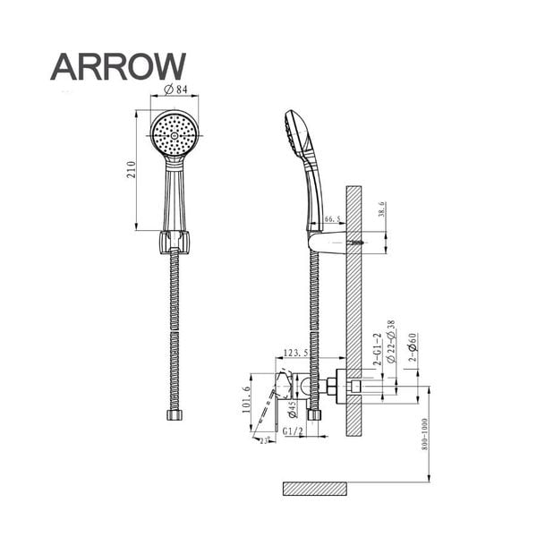 Vòi Sen Dây Nóng Lạnh Arrow AHEN-GQ1101SS