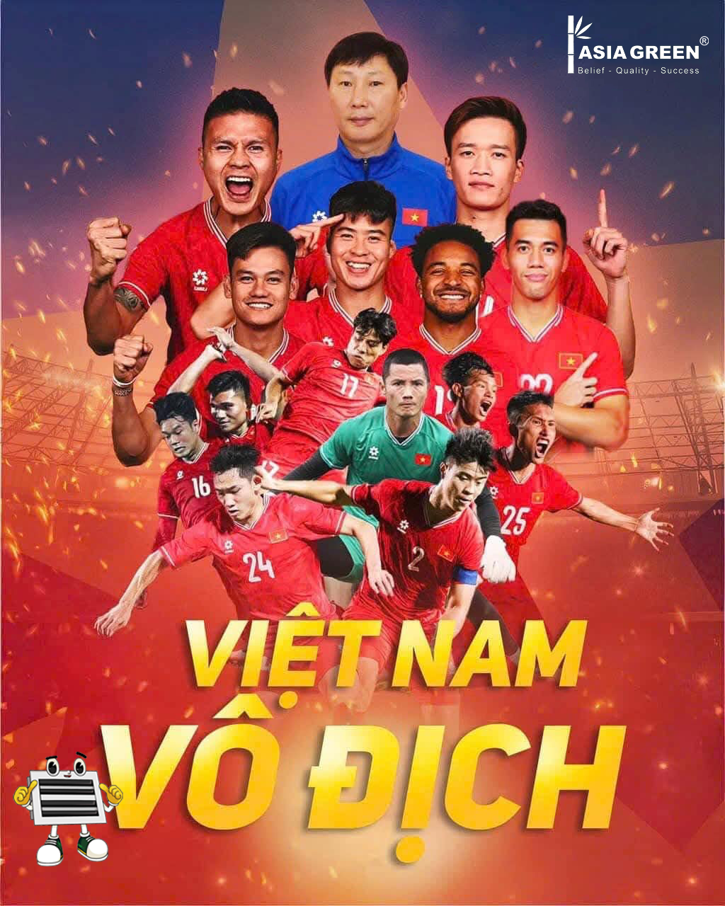 ASIA GREEN - CHÚC MỪNG ĐỘI TUYỂN BÓNG ĐÁ VIỆT NAM ĐÃ GIÀNH CHỨC VÔ ĐỊCH ASEAN CUP