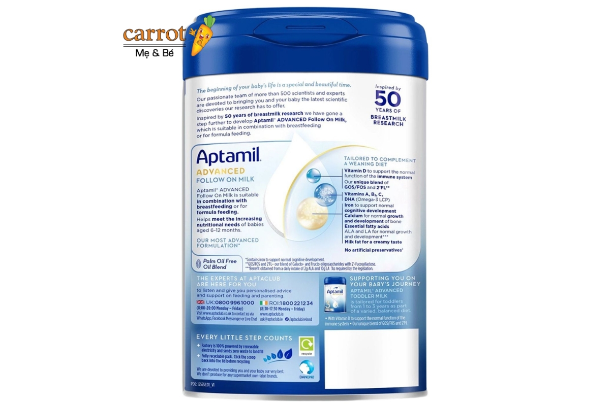Các công dụng của sửa Aptamil Anh Số 2 - Siêu Thị Mẹ Và Bé Carrot