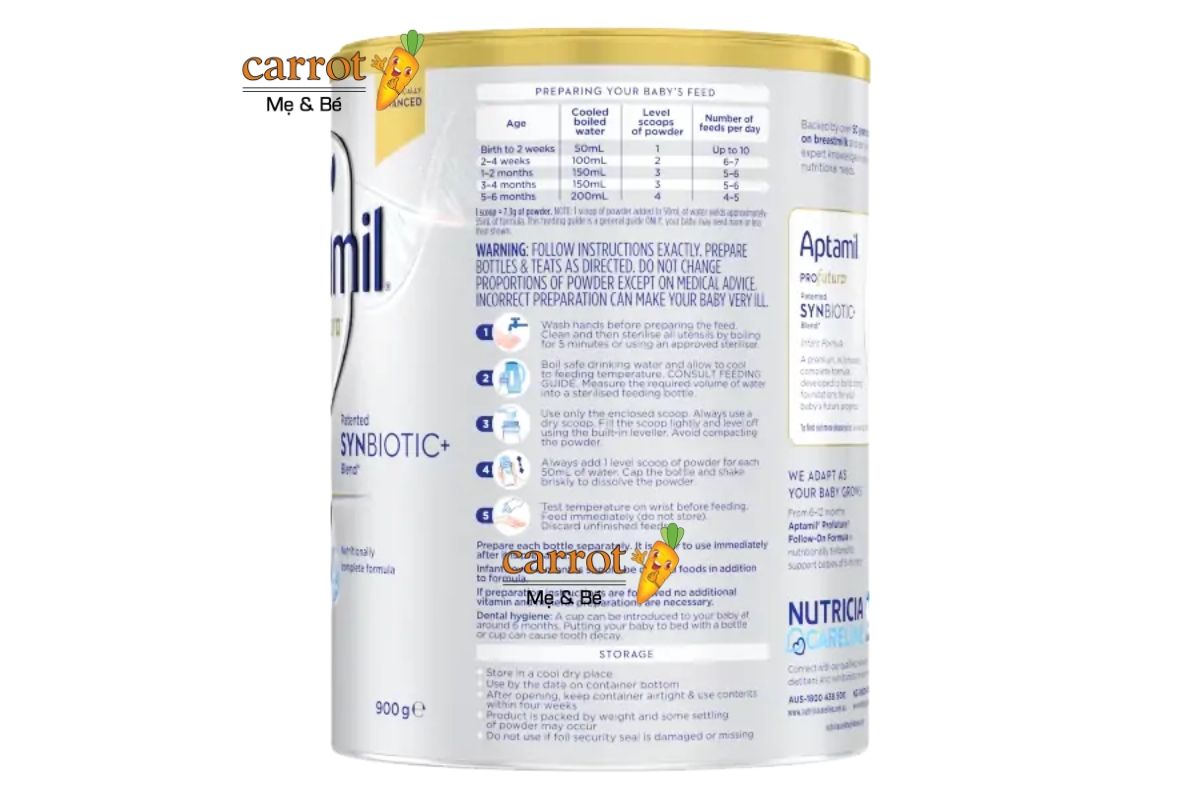 Các Pha Sữa Aptamil Úc Số 1 Siêu Thị Mẹ Và Bé Carrot