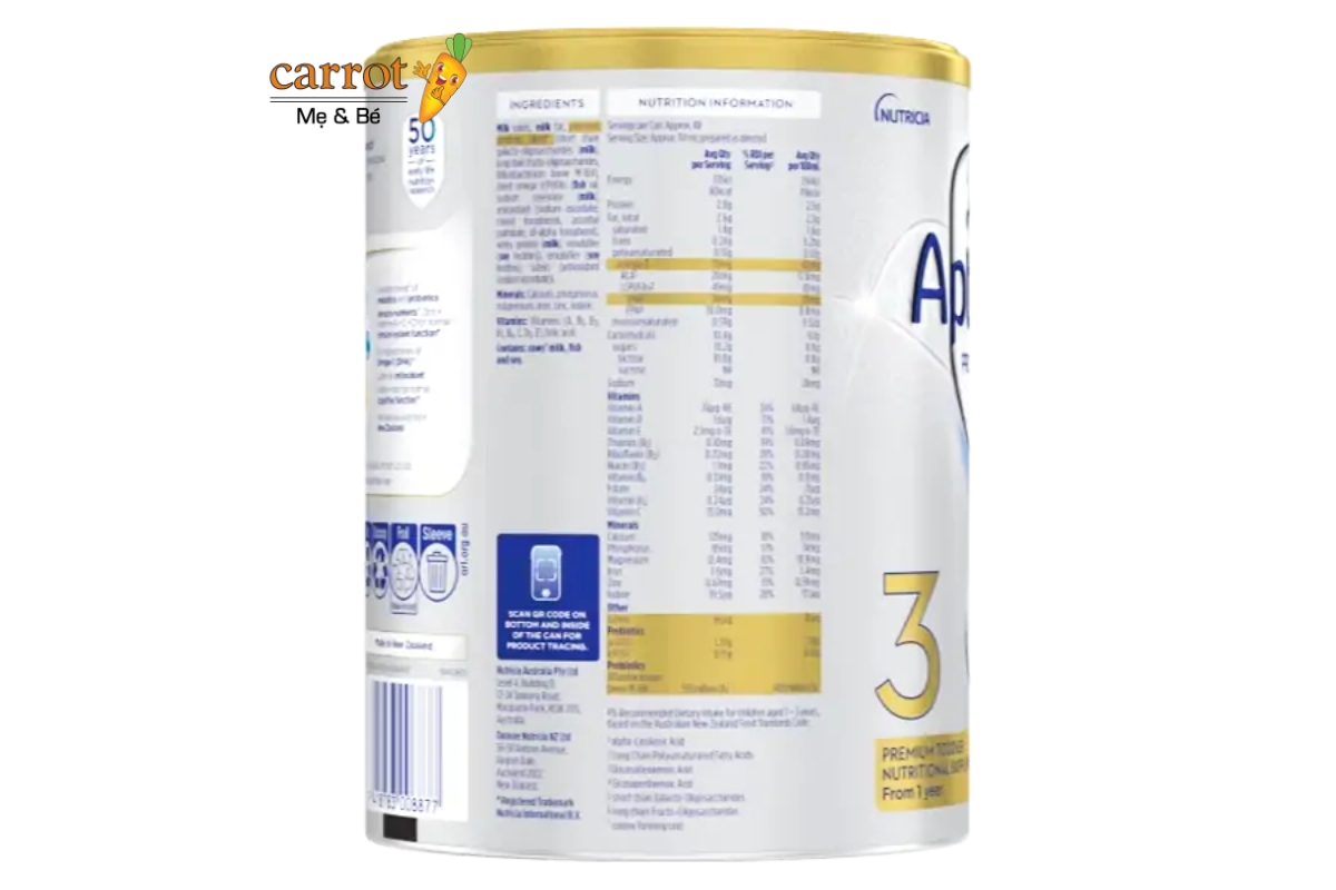 Thành phần Aptamil Úc Số 3 Siêu Thị Mẹ Và Bé Carrot