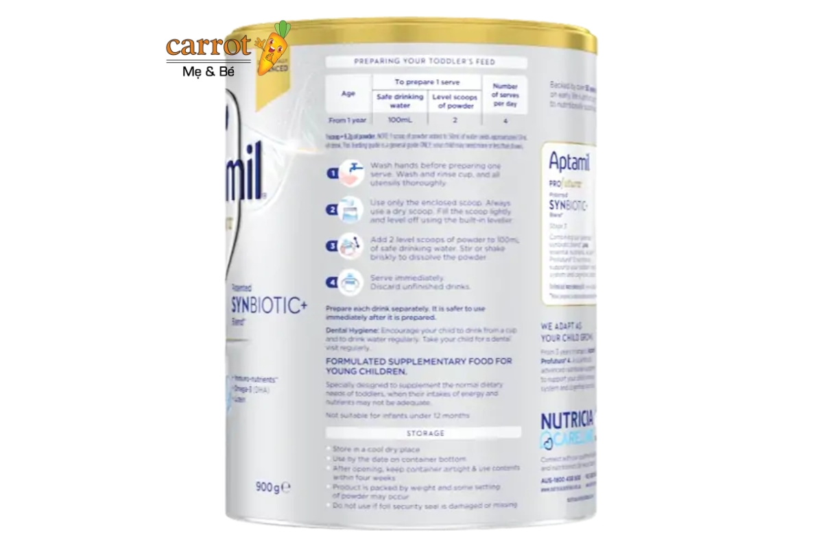 Cách pha Aptamil Úc Số 3 Siêu Thị Mẹ Và Bé Carrot