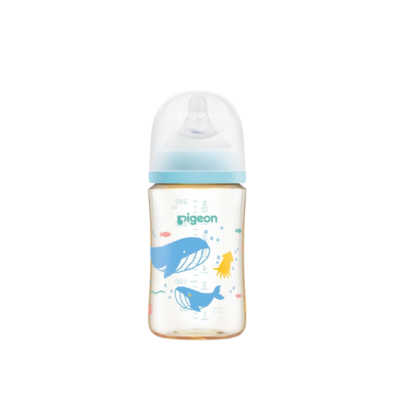 Bình Sữa Pigeon PPSU Softouch Baby-Friendly World 240ml Cổ Rộng 240ml - Hoạt Tiết Đại Dương