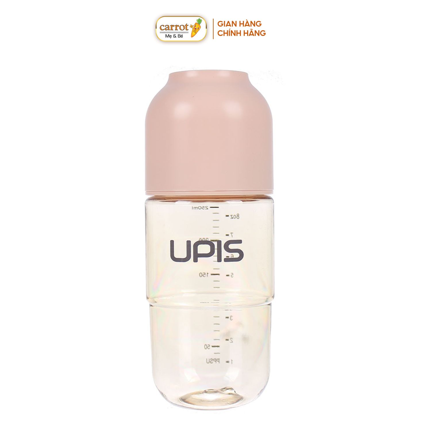 Bình Sữa UPIS PPSU Núm Size M Màu Hồng 260ml Cho Bé Từ 3M+