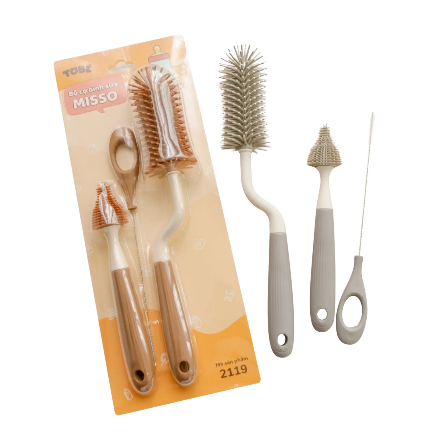 Bộ cọ bình sữa Misso MS 2119 với 3 đầu cọ đa năng