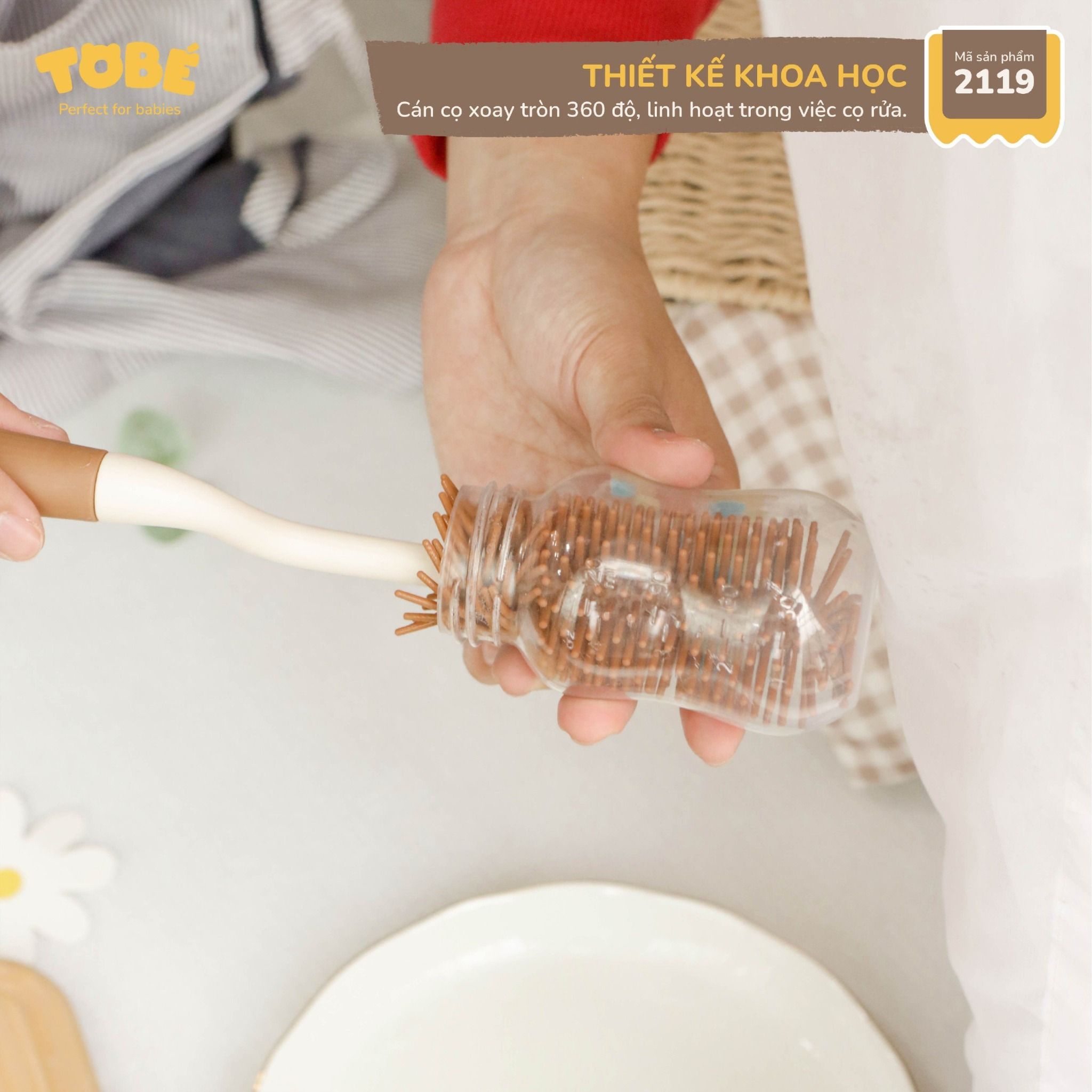 Cách vệ sinh bộ cọ bình sữa Misso MS 2119 với 3 đầu cọ đa năng