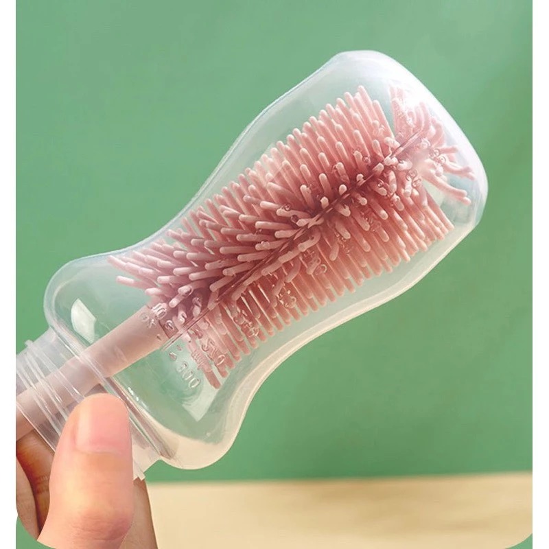 Cọ Bình Sữa Silicon Moonship Kèm Đế Hình Gấu 4 Chi Tiết