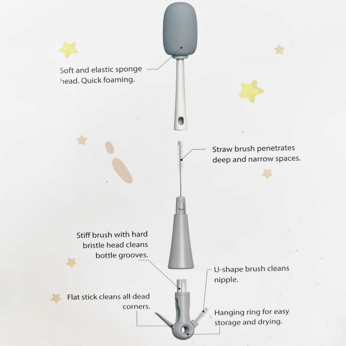 Cọ rửa bình sữa Hallysen – Thiết kế đa năng