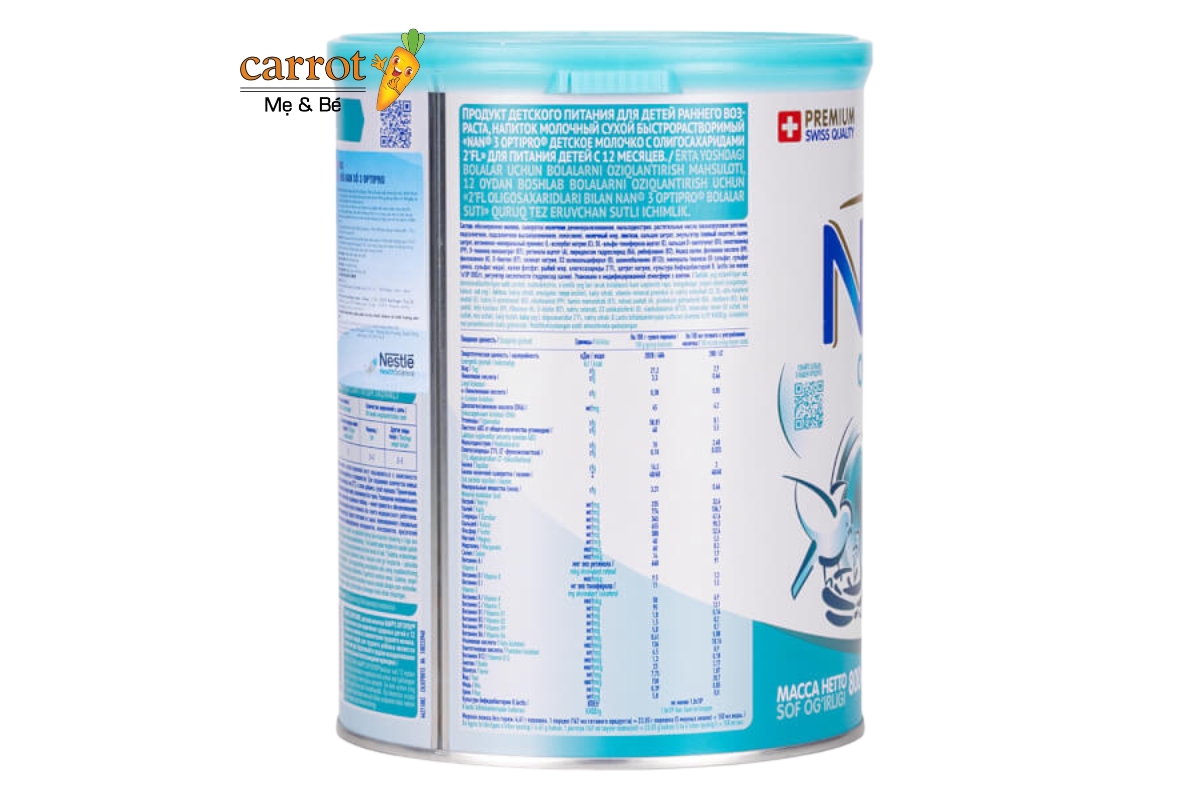 Thành phần dinh dưỡng sữa nan nga số 3