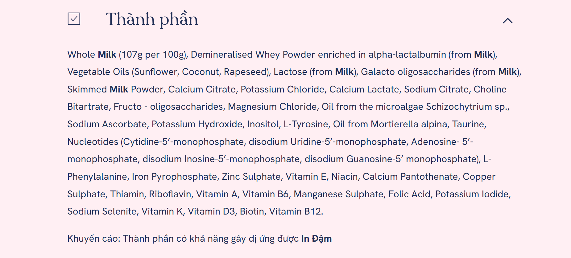 thanh phan sua de kendamil goat so0 2 800g