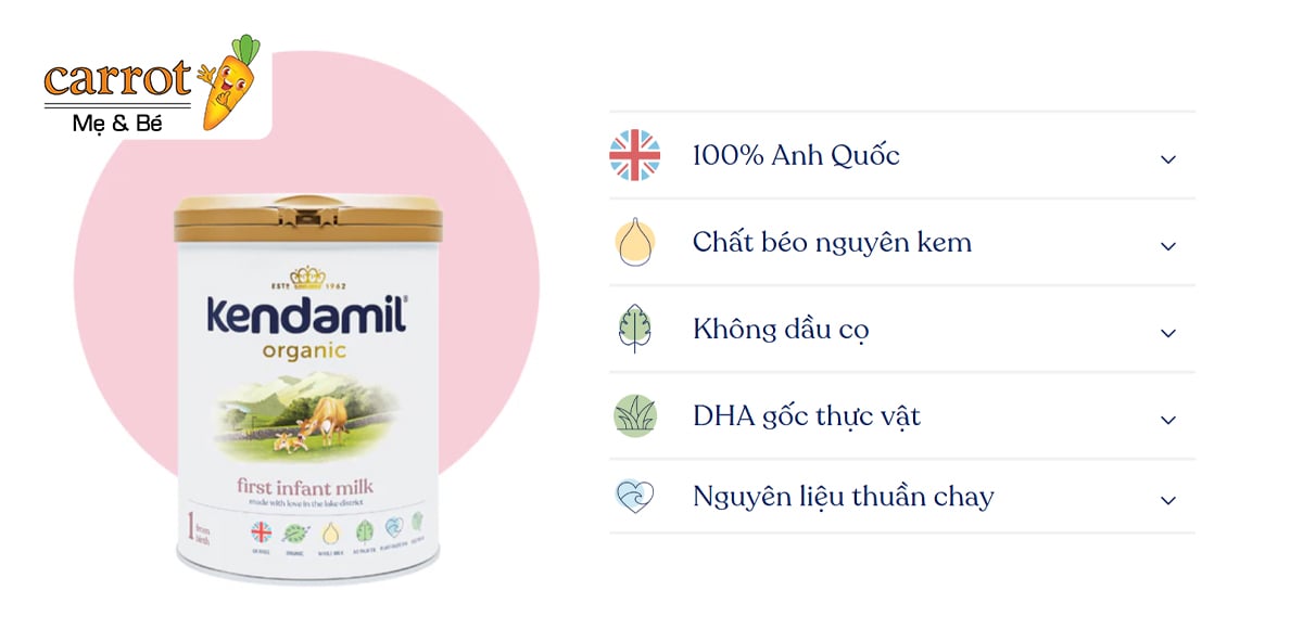 uu diem sua kendamil organic so 2 800g