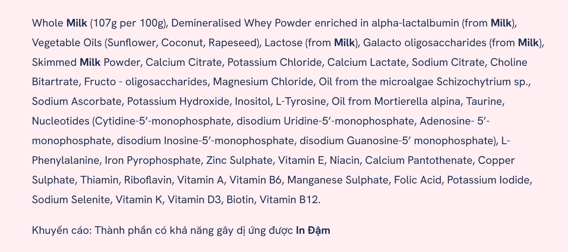 thanh phan sua kendamil organic so 3 800g