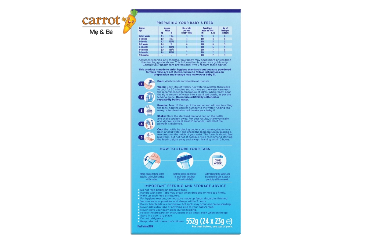 Cách Pha Sữa Thanh Aptamil Số 1 Tại Siêu Thị Mẹ Và Bé Carrot