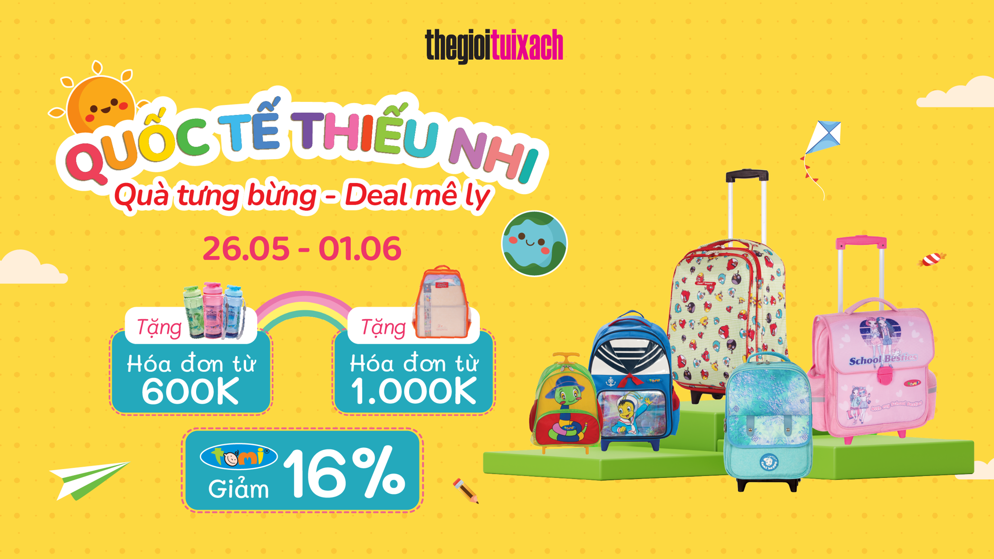 Mừng Quốc Tế Thiếu Nhi 1/6/2025 ! Thế Giới Túi Xách tung ưu đãi Quà tặng hấp dẫn cho các Bé yêu!
