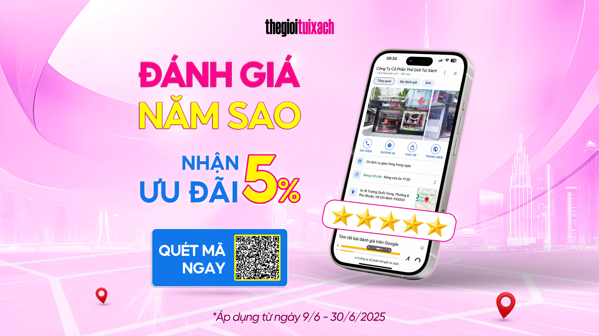 đánh giá 5 sao nhận ưu đãi giảm 5%