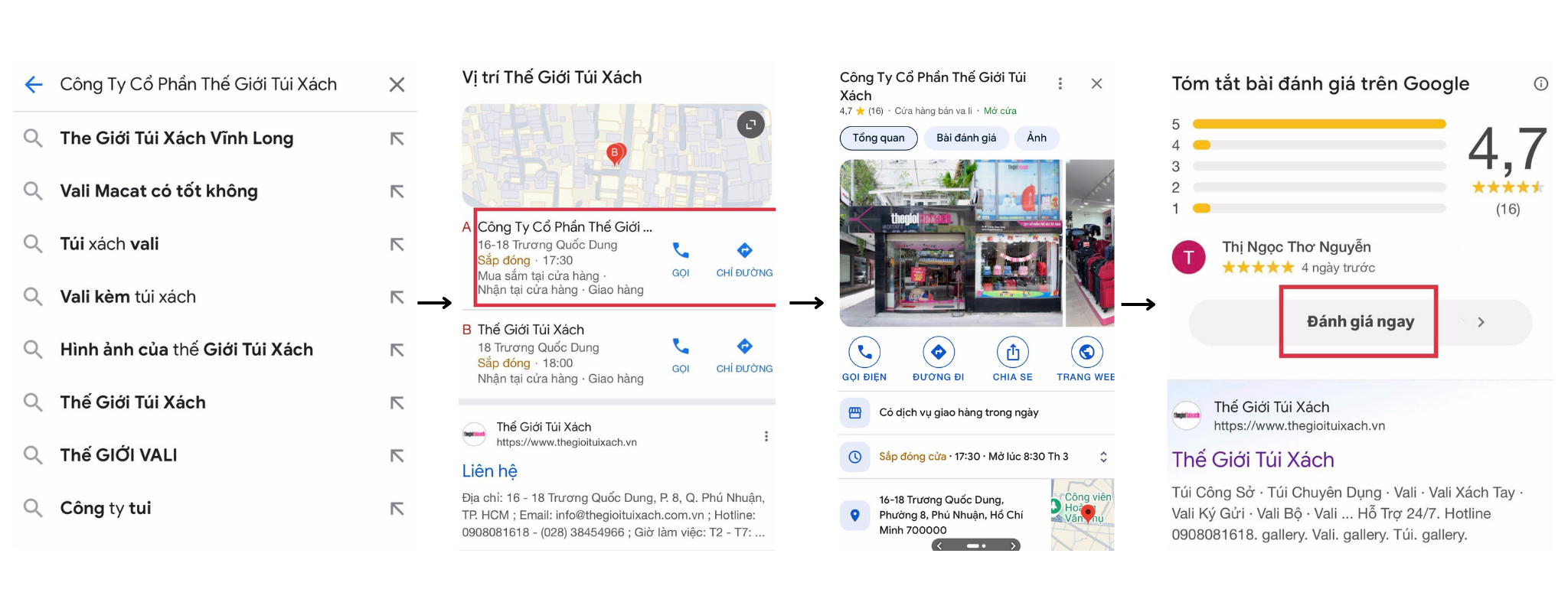 Hướng dẫn chi tiết cách đánh giá 5 sao cho Thế Giới Túi Xách