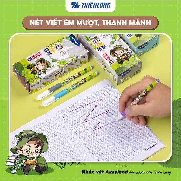 nét viết êm của Bút Gel Thiên Long GEL-012/AK – Nét 0.5mm, Nhân vật Akooland Tahi