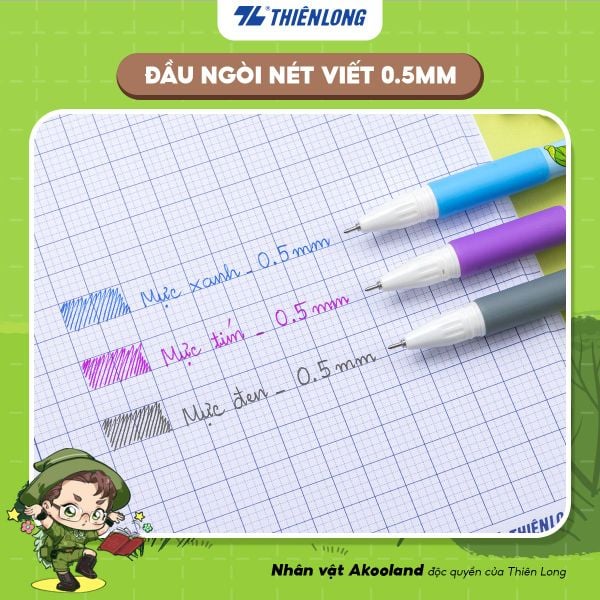 Bút Gel Thiên Long GEL-012/AK – Nét 0.5mm, Nhân vật Akooland Tahi