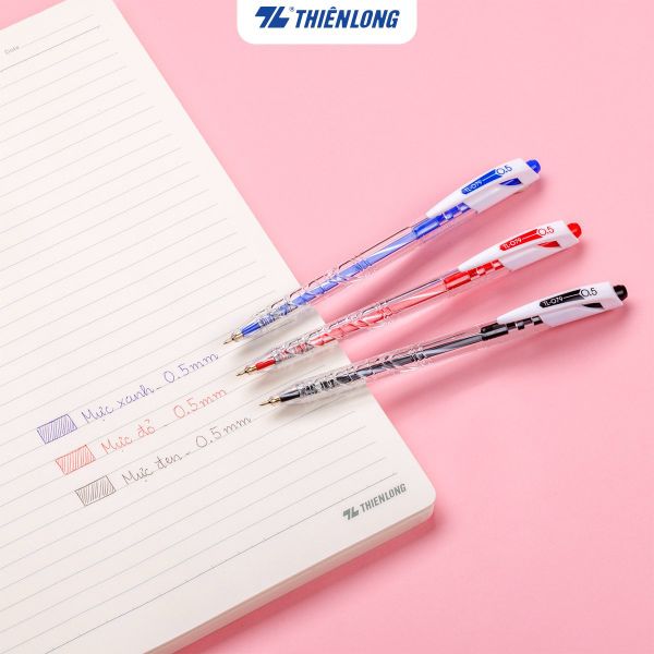 Bút bi Thiên Long TL-079 đa dạng màu mực xanh, đỏ, đen