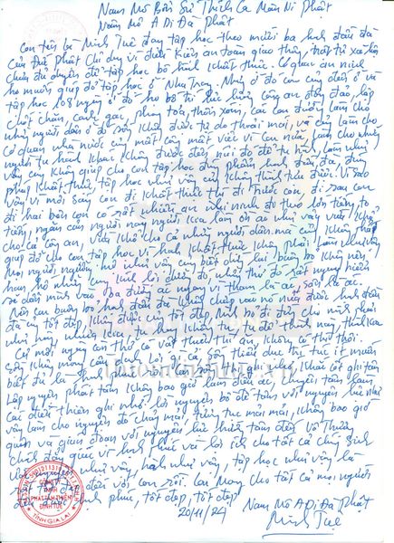 Tâm nguyện của Ông Minh Tuệ về việc tu học theo 13 hạnh đầu đà ngày 20/11/2024 (Nhằm ngày 20/10 âm lịch)