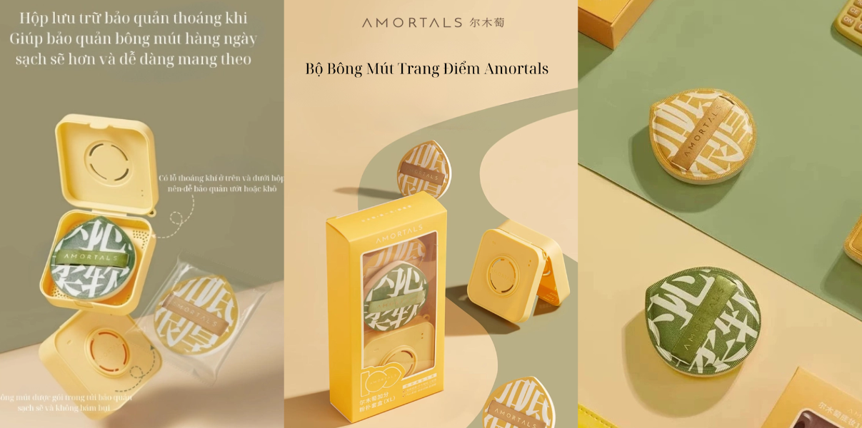 Bông Mút Trang Điểm Amortals Siêu Mềm Dễ Tán