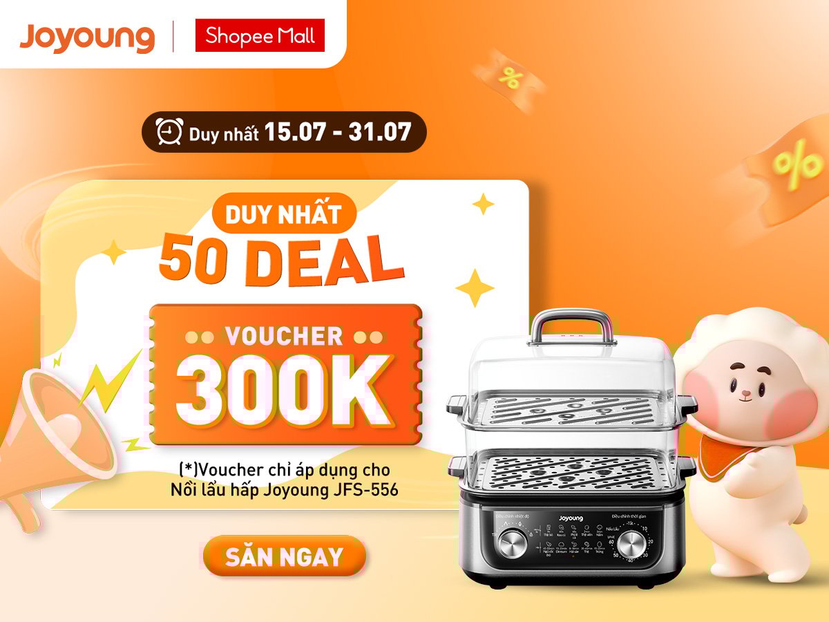 Duy Nhất 50 Deal, Giảm Tối Đa 300K Khi Mua Nồi Lẩu Hấp Joyoung JFS-556