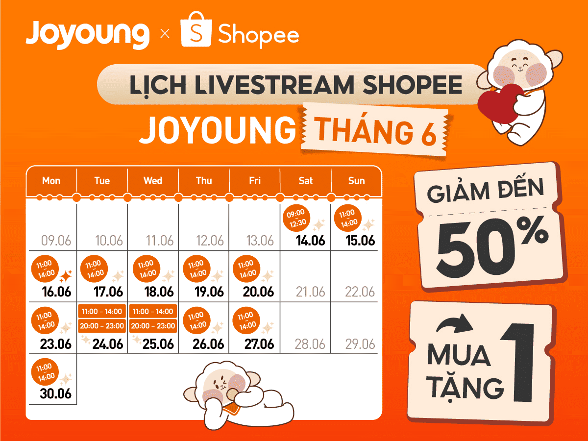 Lịch Livestream Shopee Joyoung Tháng 6 Với Các Ưu Đãi Cực Hời!