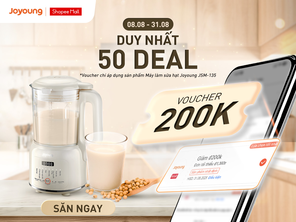 Duy Nhất 50 Deal, Giảm Tối Đa 200K Khi Mua Máy Nấu Sữa Hạt JSM-135