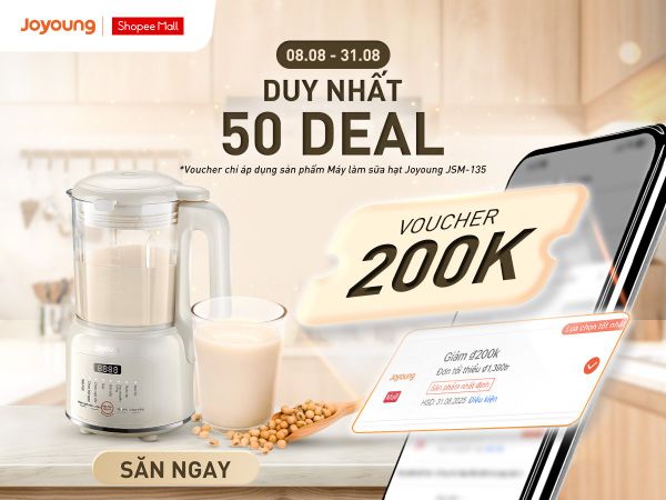 Duy Nhất 50 Deal, Giảm Tối Đa 200K Khi Mua Máy Nấu Sữa Hạt JSM-135